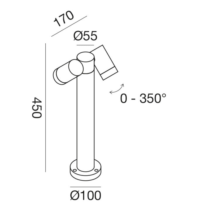 Lampioncino esterno GU10 spot orientabile IP65 antracite/marrone H45cm