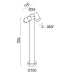 Lampioncino esterno GU10 spot orientabile IP65 antracite/marrone alto H70cm