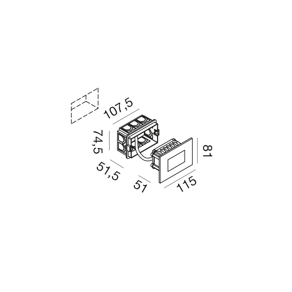 Segnapasso LED da incasso 4,5W CCT IP66 bianco/nero dimensioni