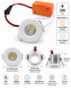 Punto Luce 3w LED Bianco RD