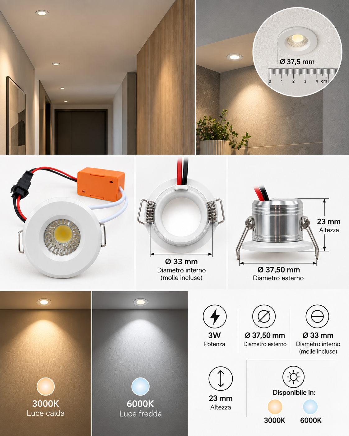 Punto Luce 3w LED Bianco RD
