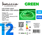 12V Striscia LED 2835 120L 10W/m 1300lm/m  Alta Luminosità 5mt Larghezza 8mm