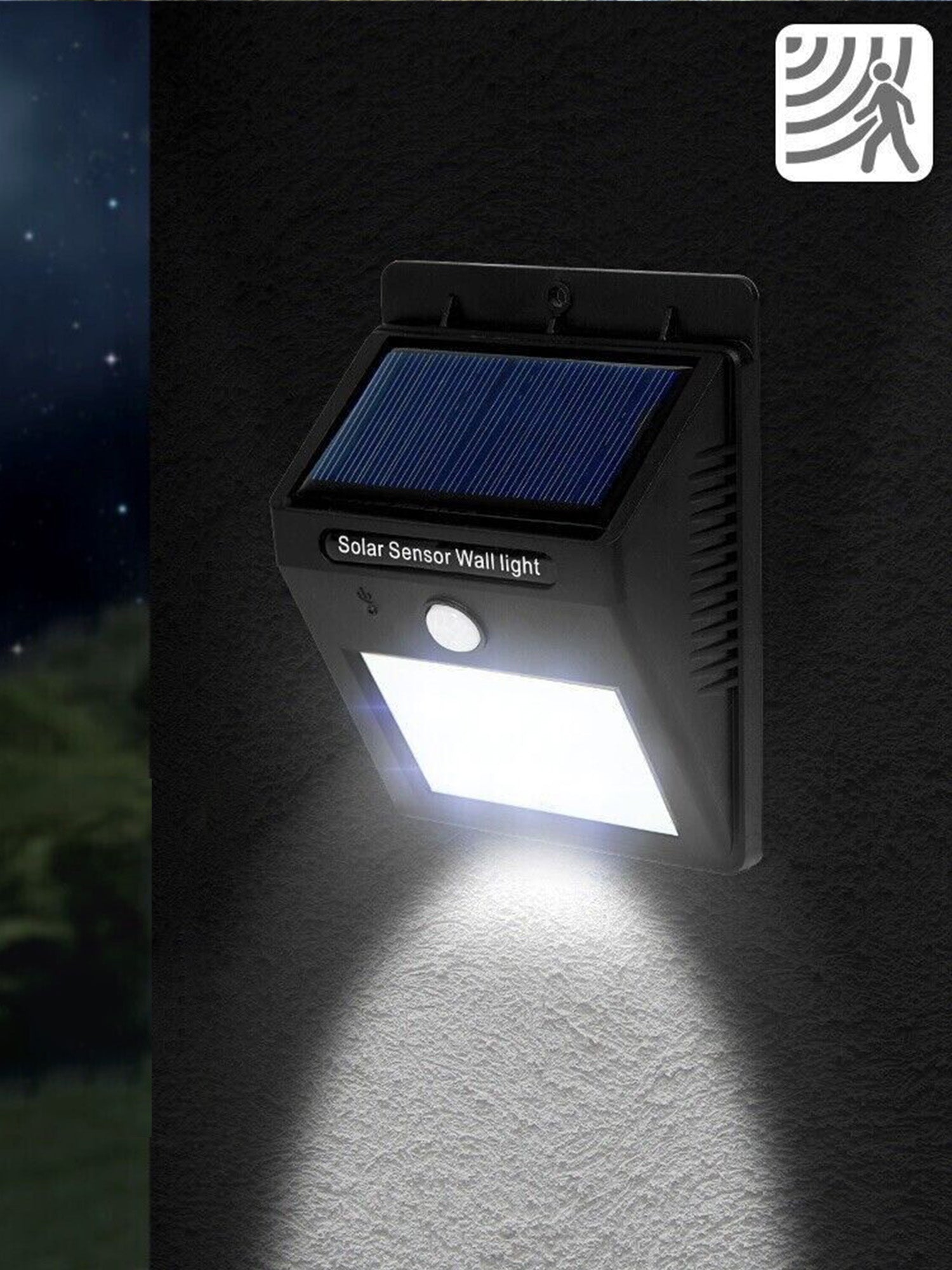 APPLIQUE LED SOLARE GIARDINO 30 SMD CON SENSORE DI MOVIMENTO E CREPUSCOLARE