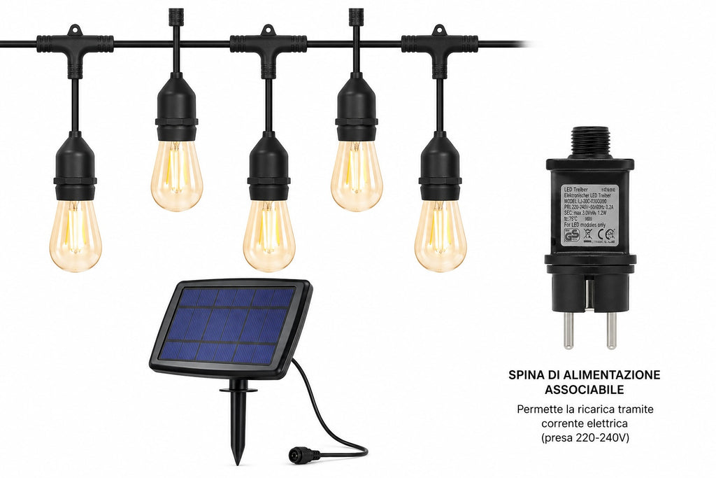 ☀️ Catenaria LED per Esterno Solare IP65