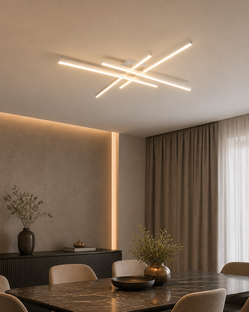 Linea4 Bianco/Nero 40W Lampadario LED a Soffitto - Bianco - Ambiente