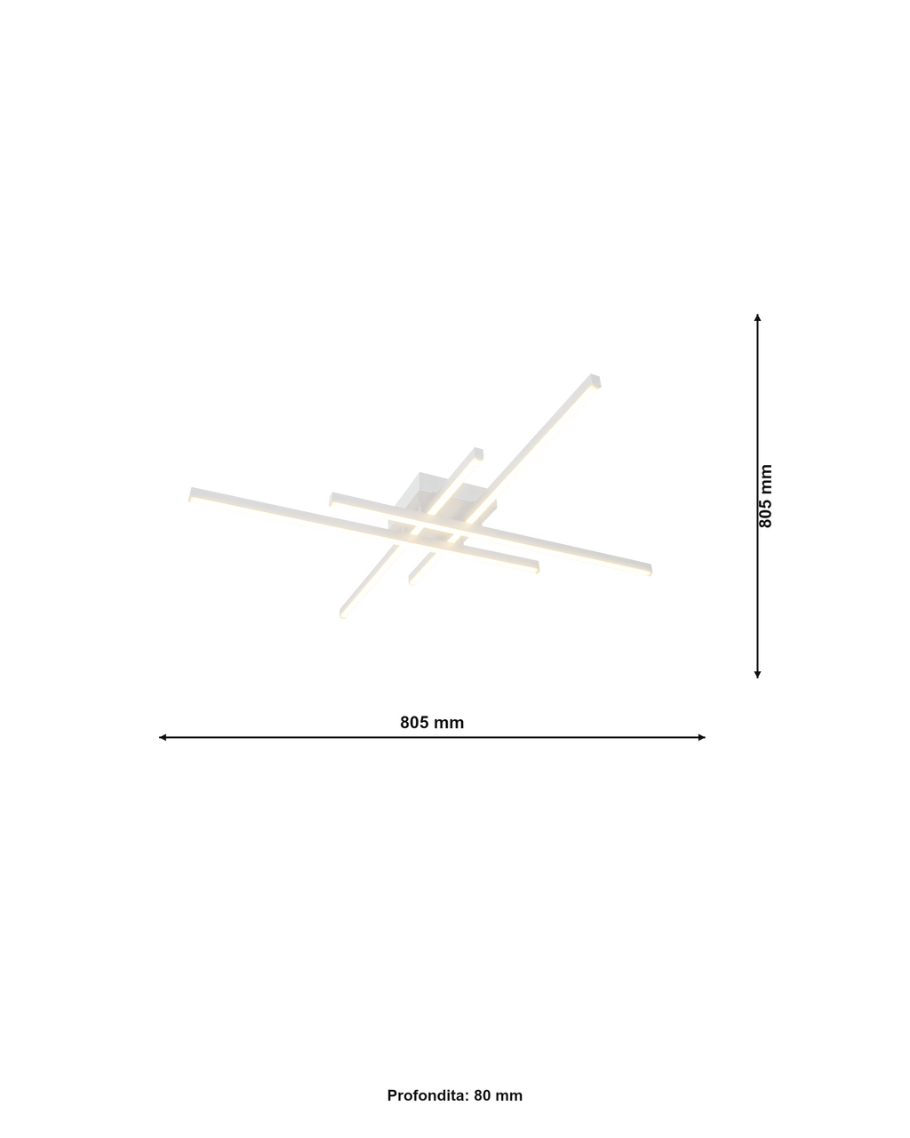 Linea4 Bianco/Nero 40W Lampadario LED a Soffitto - Dimensioni