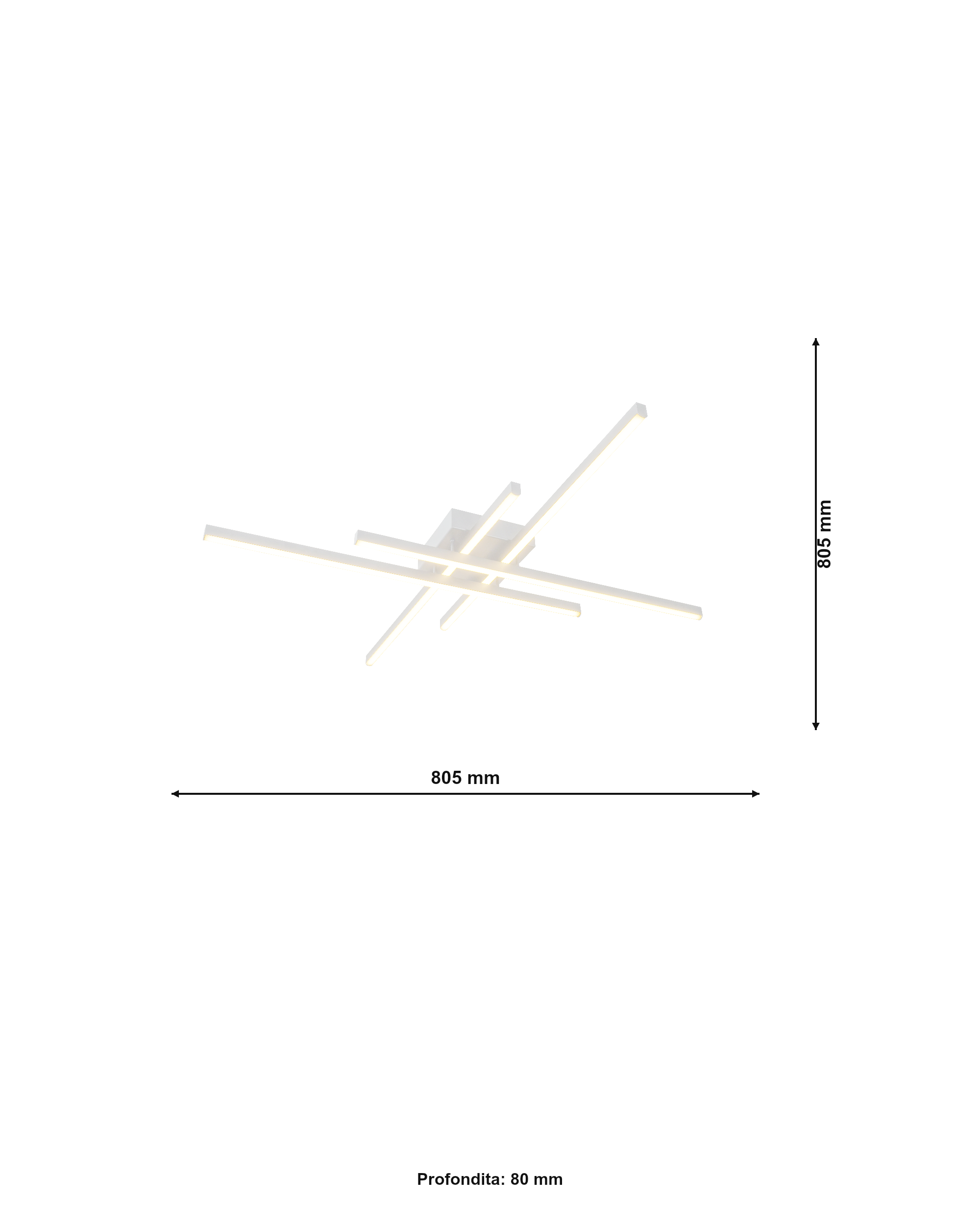 Linea4 Bianco/Nero 40W Lampadario LED a Soffitto - Dimensioni