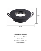 Ghiera rotonda da incasso IP44 per GU10 dimensioni