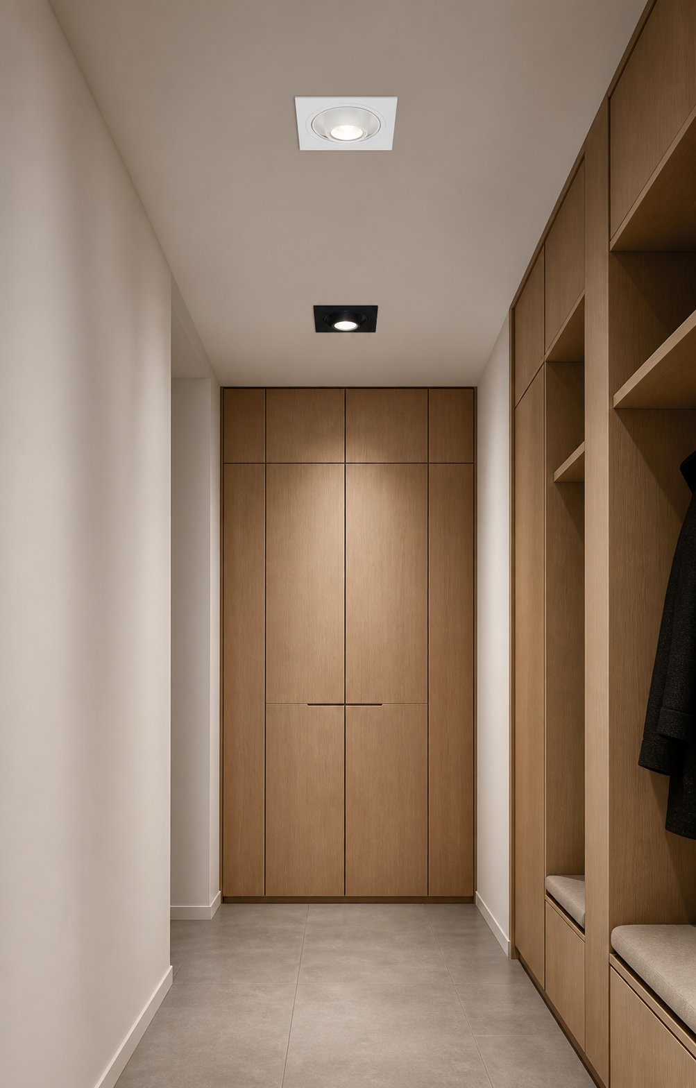 Ghiera quadrata fissa da incasso per GU10 92 x 92 mm bianca - Ambiente interno