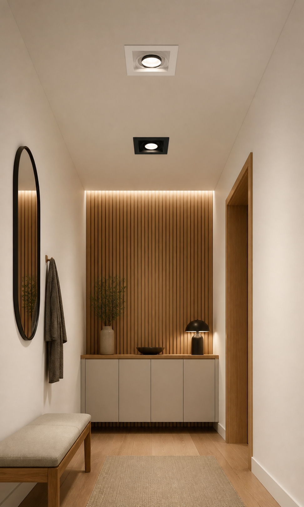 Ghiera quadrata orientabile da incasso per GU10 100 x 100 mm nera - Ambiente interno
