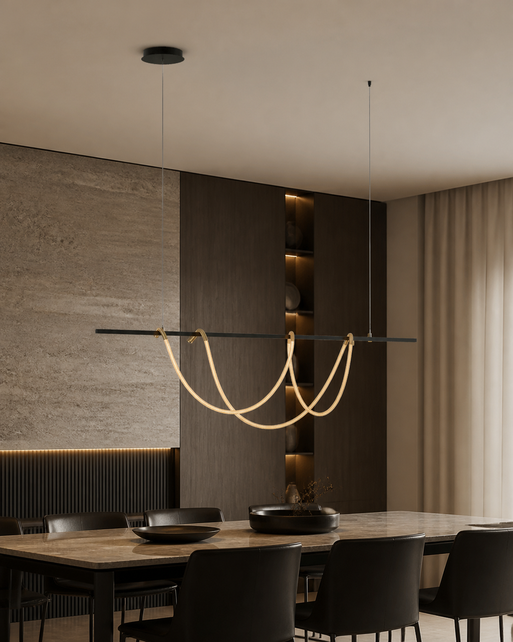 Moda Nero/Oro 60W Lampadario LED a Soffitto - Nero/Oro - Ambiente