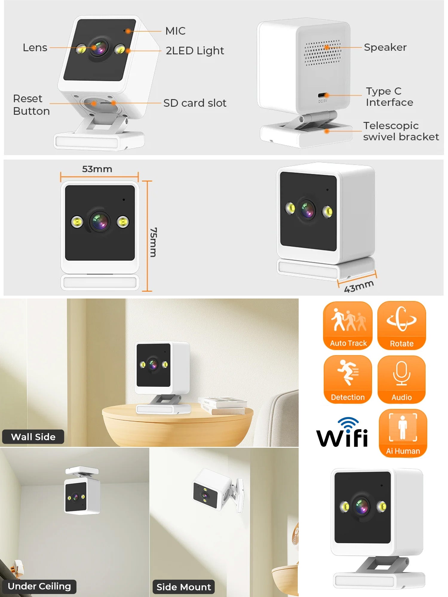 Telecamera di sorveglianza WiFi per interni,GENBOLT 2MP IP Videocamera wifi con rilevamento umanoide, visione notturna, 4X Zoom Pan Tilt, audio bidirezionale per la sicurezza domestica di bambini Telecamera di sorveglianza WiFi per interni,GENBOLT 2MP IP Videocamera wifi con rilevamento umanoide, visione notturna, 4X Zoom Pan Tilt, audio bidirezionale per la sicurezza domestica di bambini
