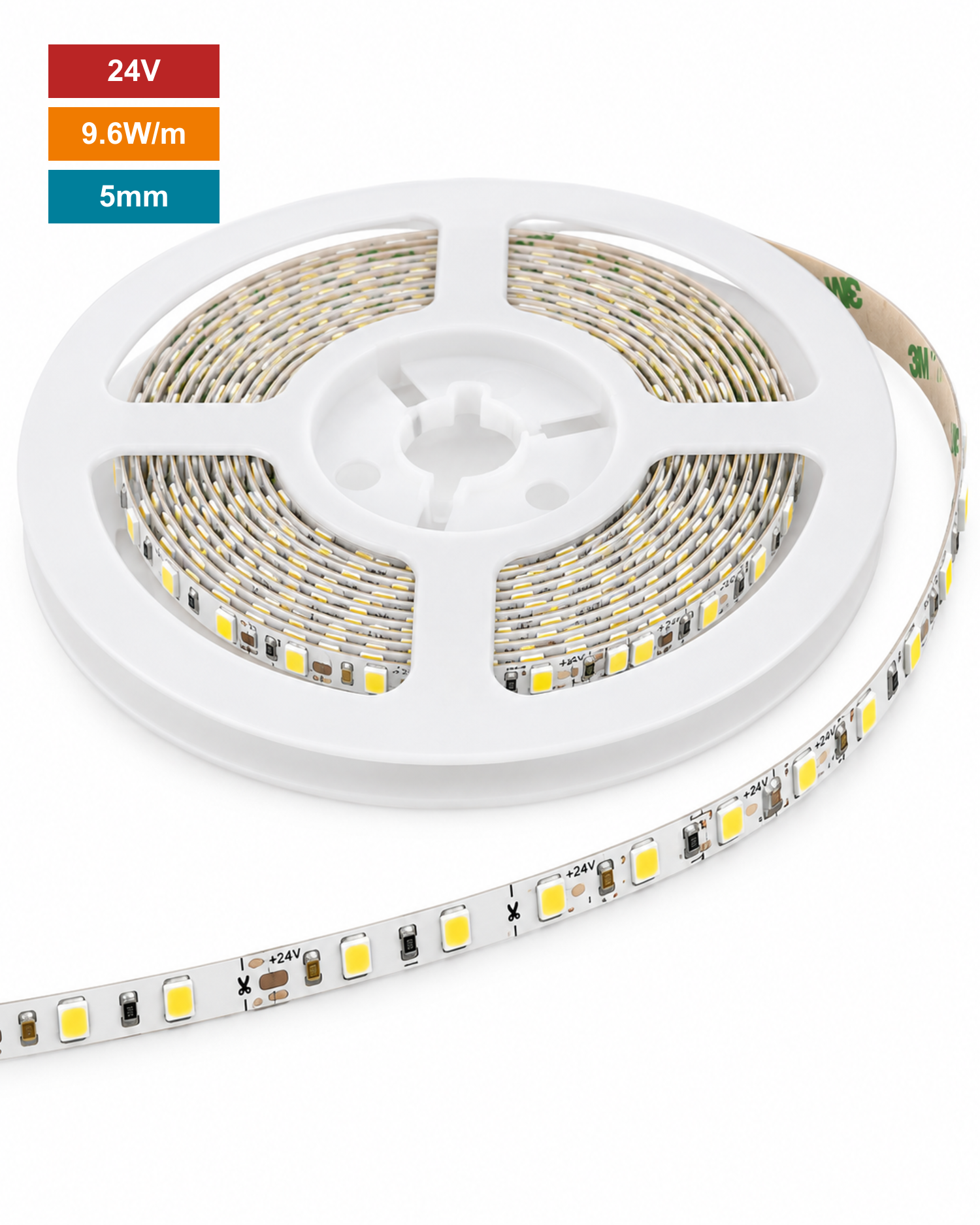 Striscia LED SMD 2835 120 LED/m 5mm 5m 4000K 24V