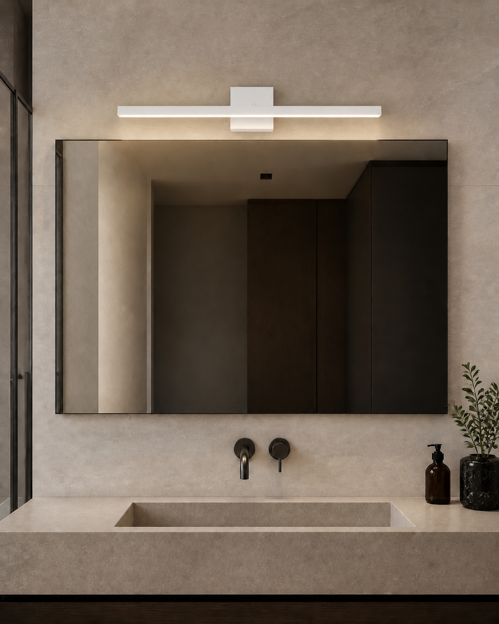 Specchio Applique LED 10W Bianco/Nero - Bianco - Ambiente