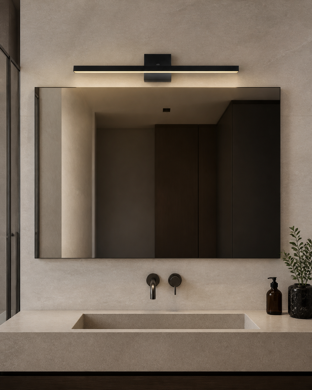 Specchio Applique LED 10W Bianco/Nero - Nero - Ambiente