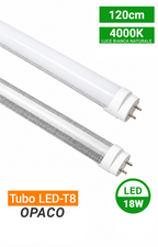 Tubo LED T8 alluminio e PC opaco 120cm 18W 4000K/6000K 4000K