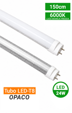 Tubo LED T8 alluminio e PC opaco 150cm 24W 4000K/6000K 6000K