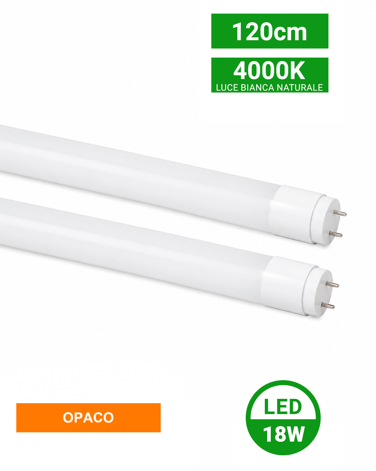 Tubo LED T8 in vetro opaco 120cm 18W 4000K/6000K 4000K Immagine principale del prodotto