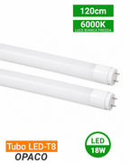 Tubo LED T8 in vetro opaco 120cm 18W 4000K/6000K 6000K