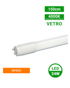 Tubo LED T8 in vetro opaco 150cm 24W 4000K/6000K 4000K