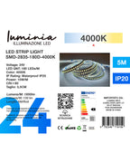 24V Striscia LED 2835 180L 15W/m 130lm/w Larghezza 10mm 5mt B7 3000k/4000k/6500k