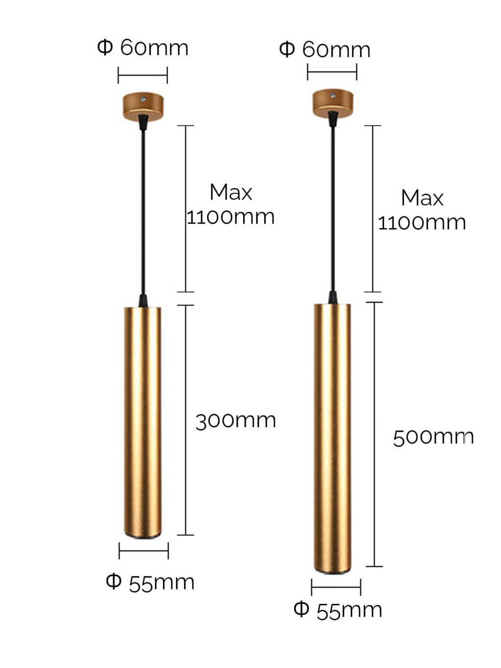Pendente Led Tubo Evo Oro 5w