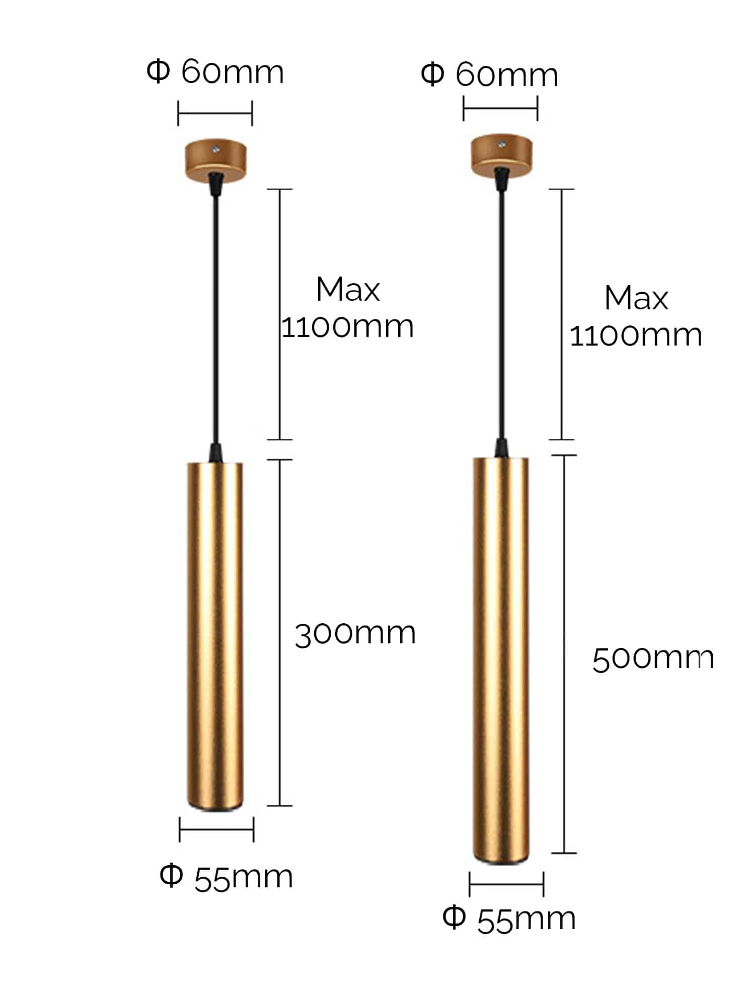 Pendente Led Tubo Evo Oro 5w