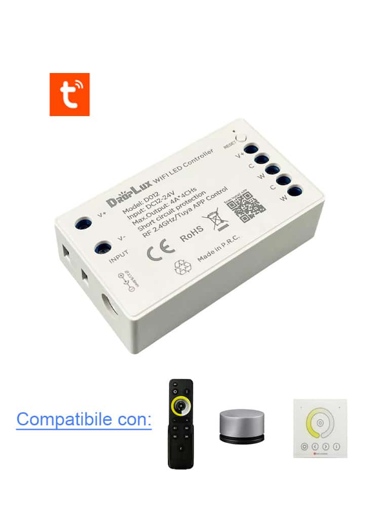Controller Led WIFI CCT Compatibile con Telecomando e App Tuya D012