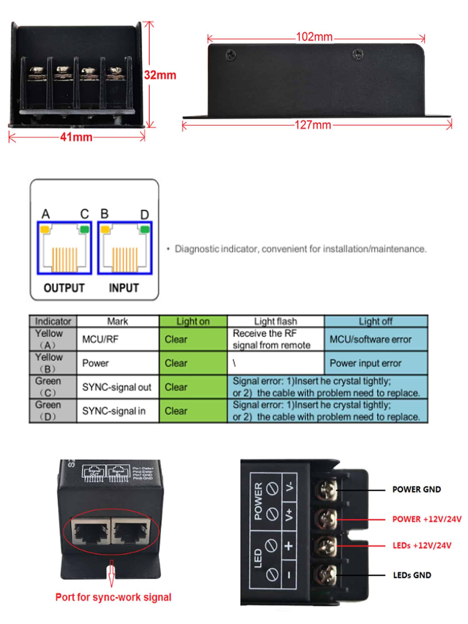 LED Sync Dimmer con telecomando RF HX-RFBT001-DIM Immagine secondaria del prodotto