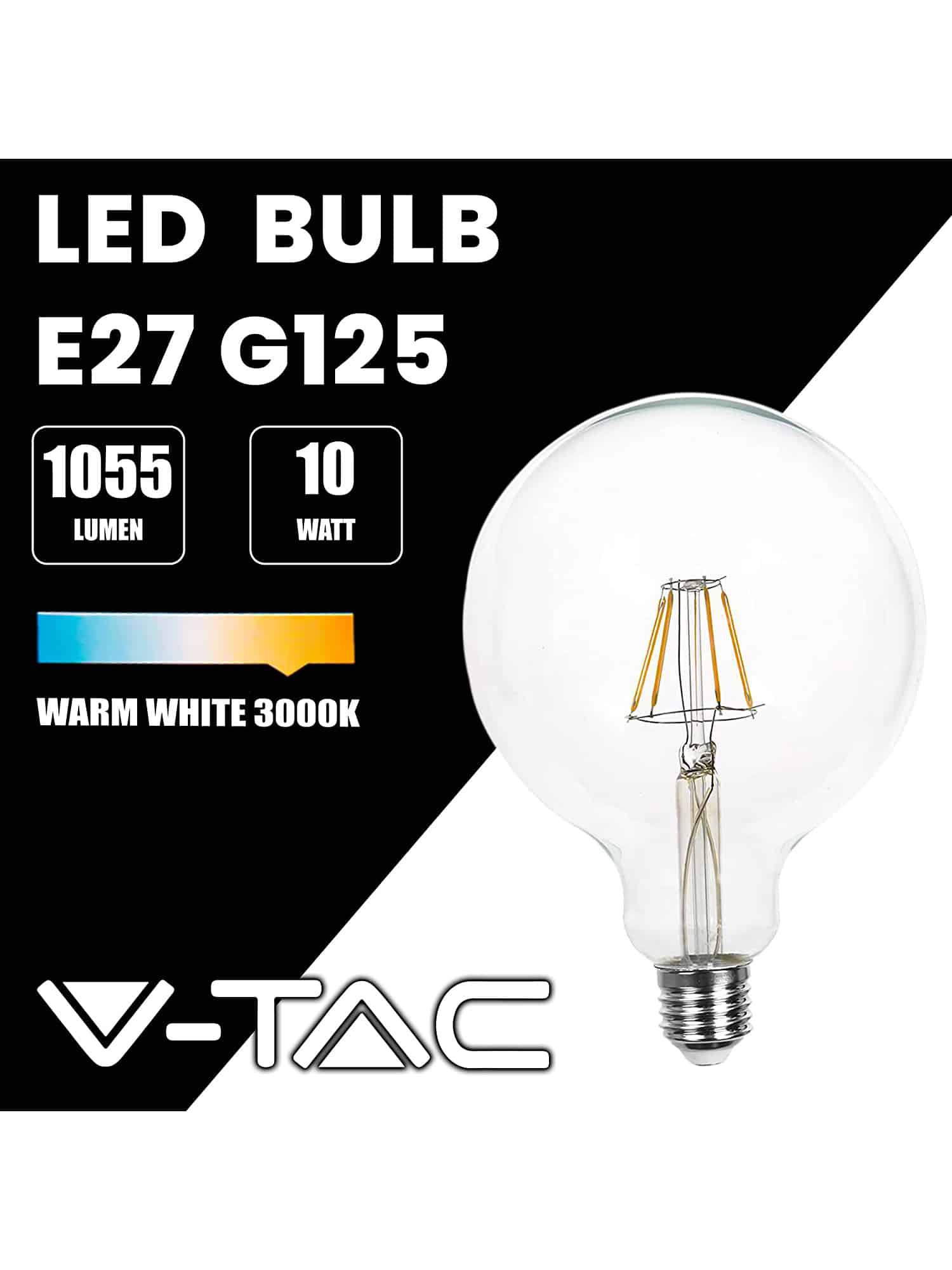 LAMPADINA FILAMENTO G125 10W E27 3000K Immagine secondaria del prodotto