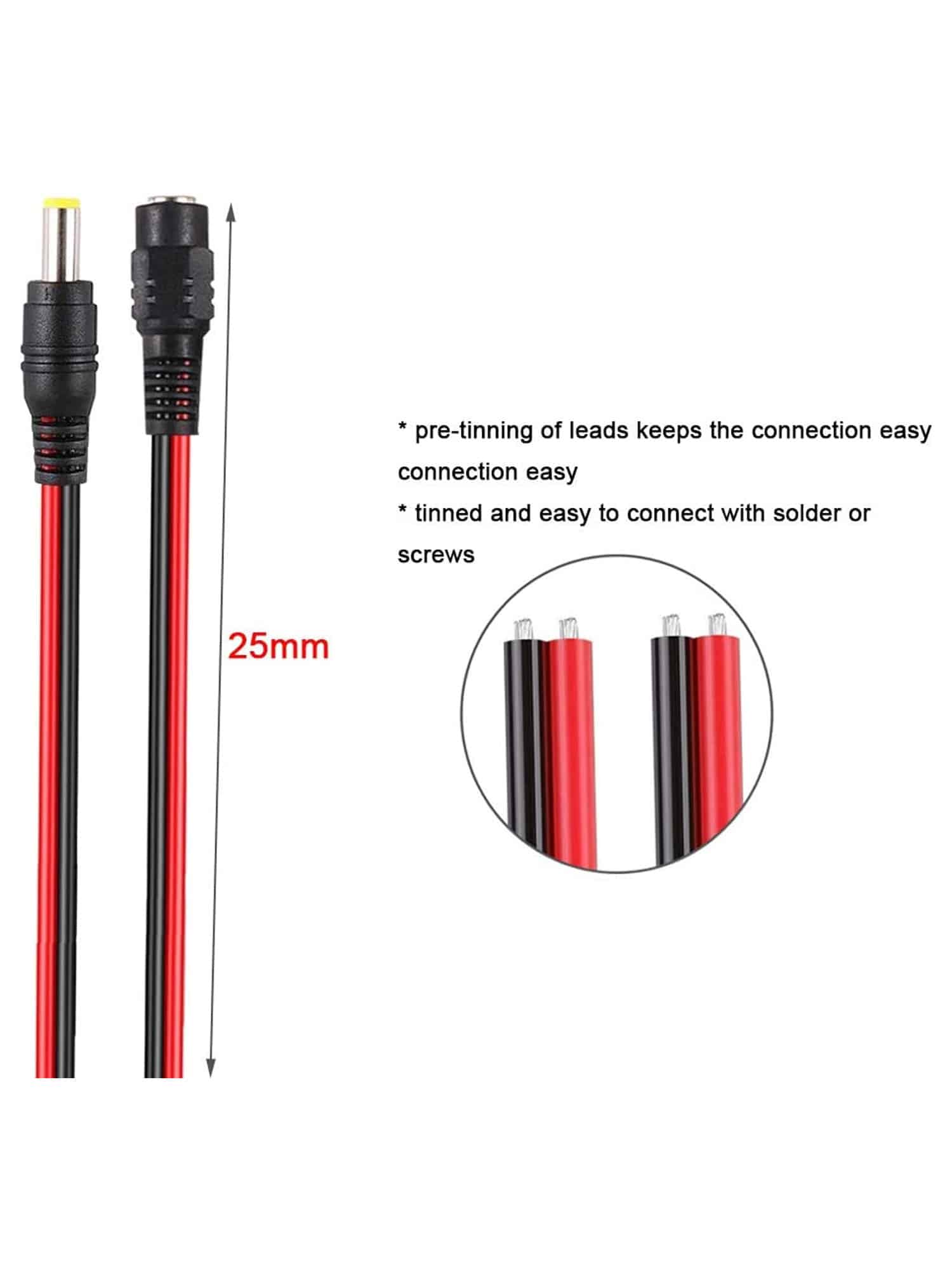 DC Connettore di Alimentazione Maschio Femmina con Cavo 4 pezzi