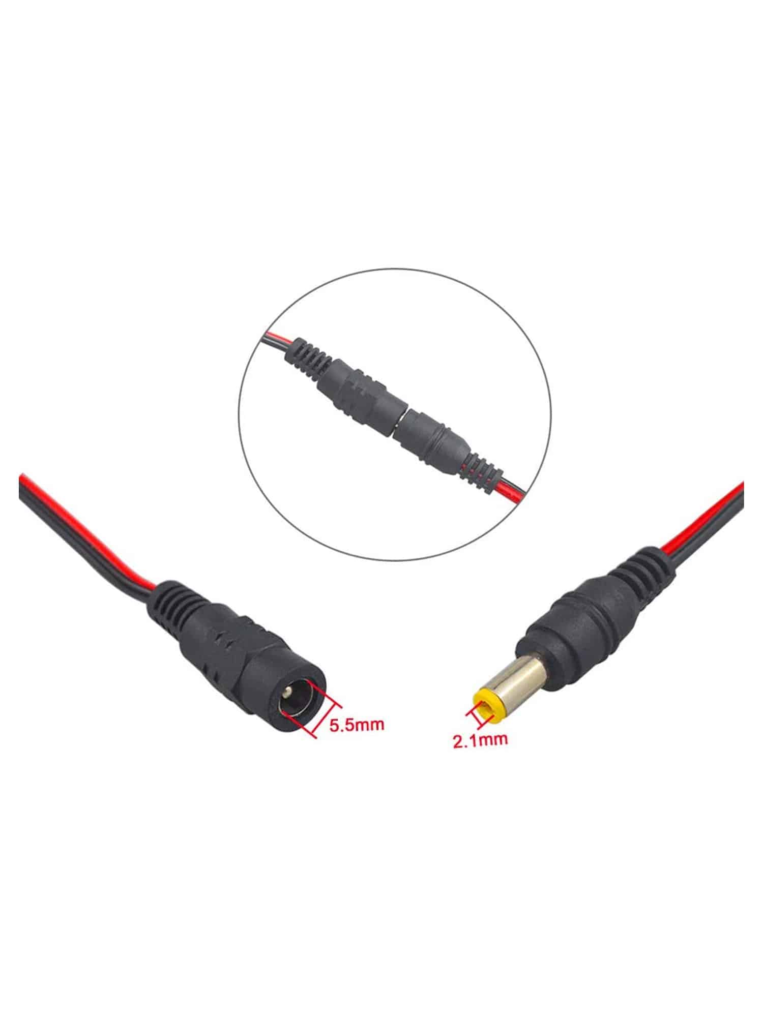 DC Connettore di Alimentazione Maschio Femmina con Cavo 4 pezzi Immagine secondaria del prodotto