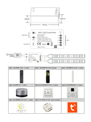 Controller Led WIFI CCT Compatibile con Telecomando e App Tuya D012