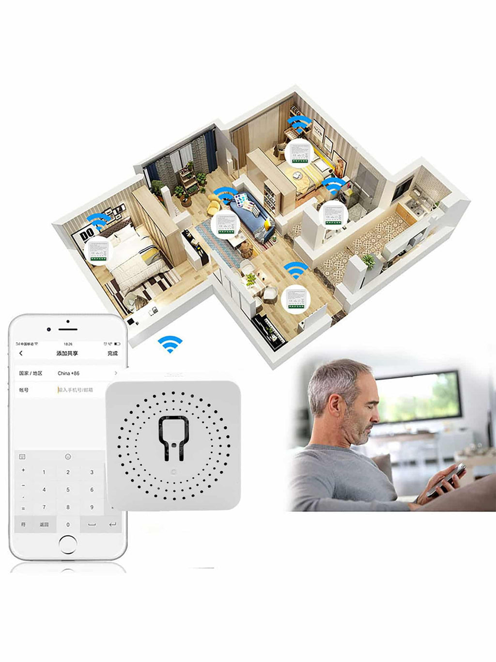 Mini Interruttore Intelligente Wifi a 2 Vie FS-02HW
