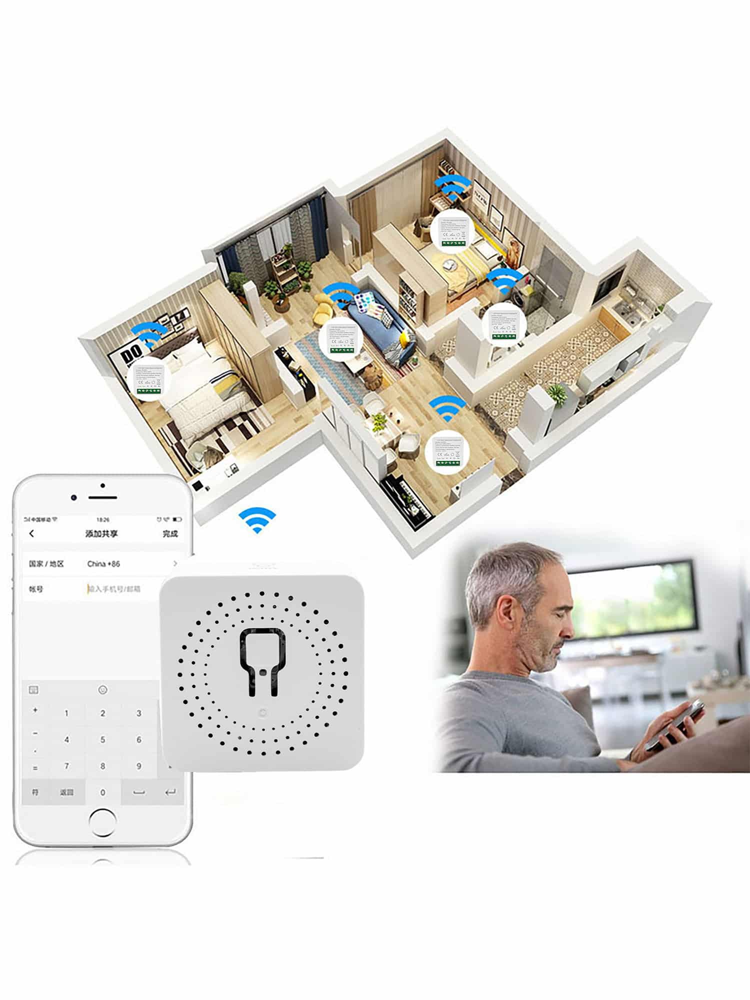 Mini Interruttore Intelligente Wifi a 2 Vie FS-02HW
