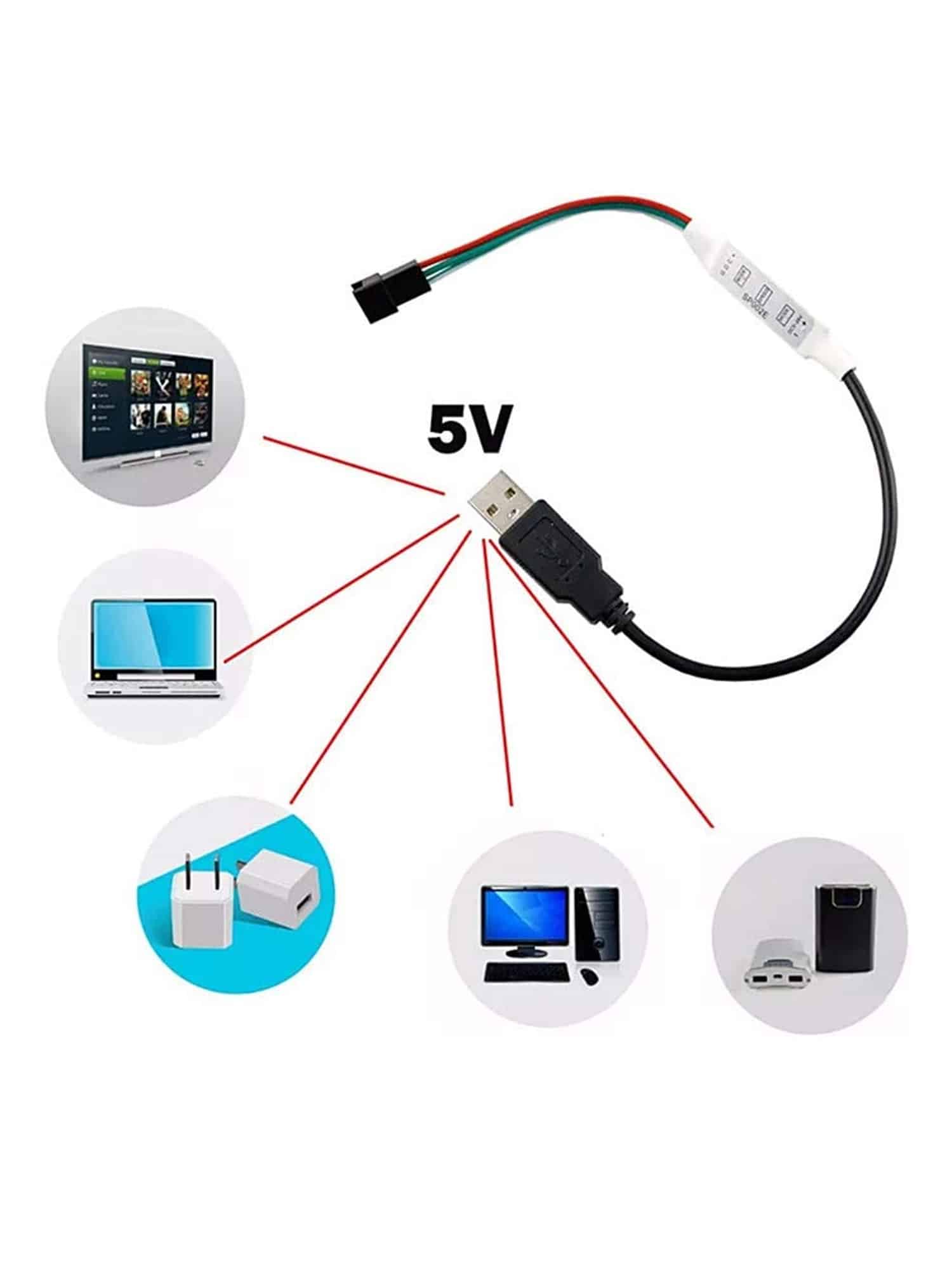 RGB IC LED Controller USB con Telecomanda 14Key