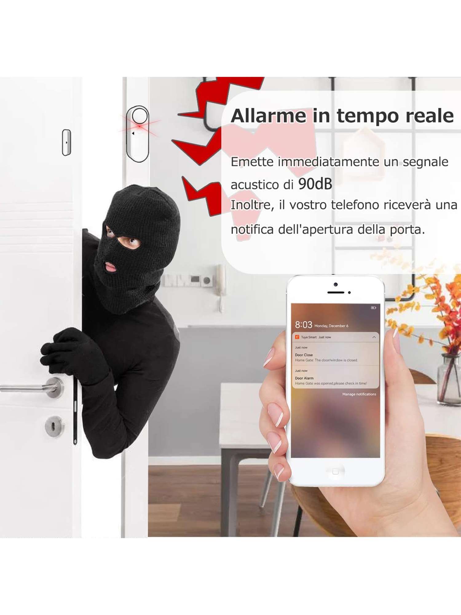 Sensore Porta Finestra con Sirena Smart WiFi ZX-D41