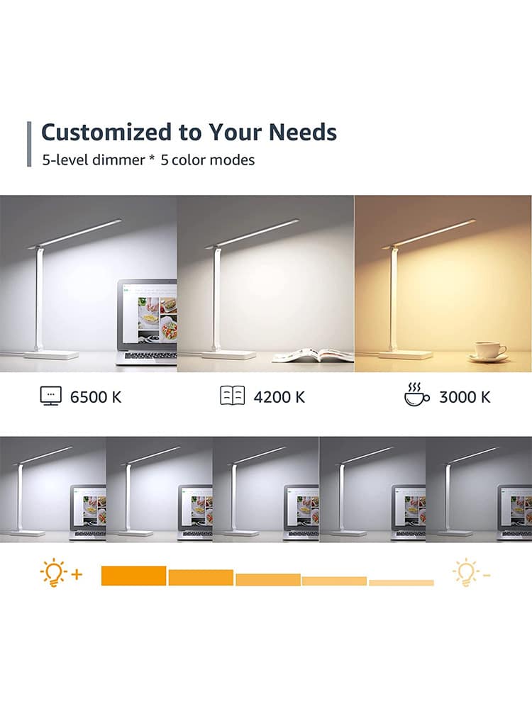 Lampada da Scrivania LED con Ricarica Wireless Protegge L'occhio 6.5w