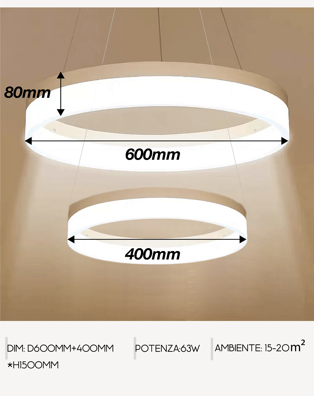 GIULIA LUNA 5070-2 Lampadario LED a Sospensione SMART Immagine secondaria del prodotto