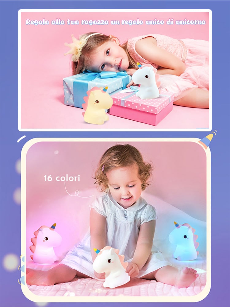 Luce Notturna Baby 16 Colori Tap Control Ricaricabile USB 3in1