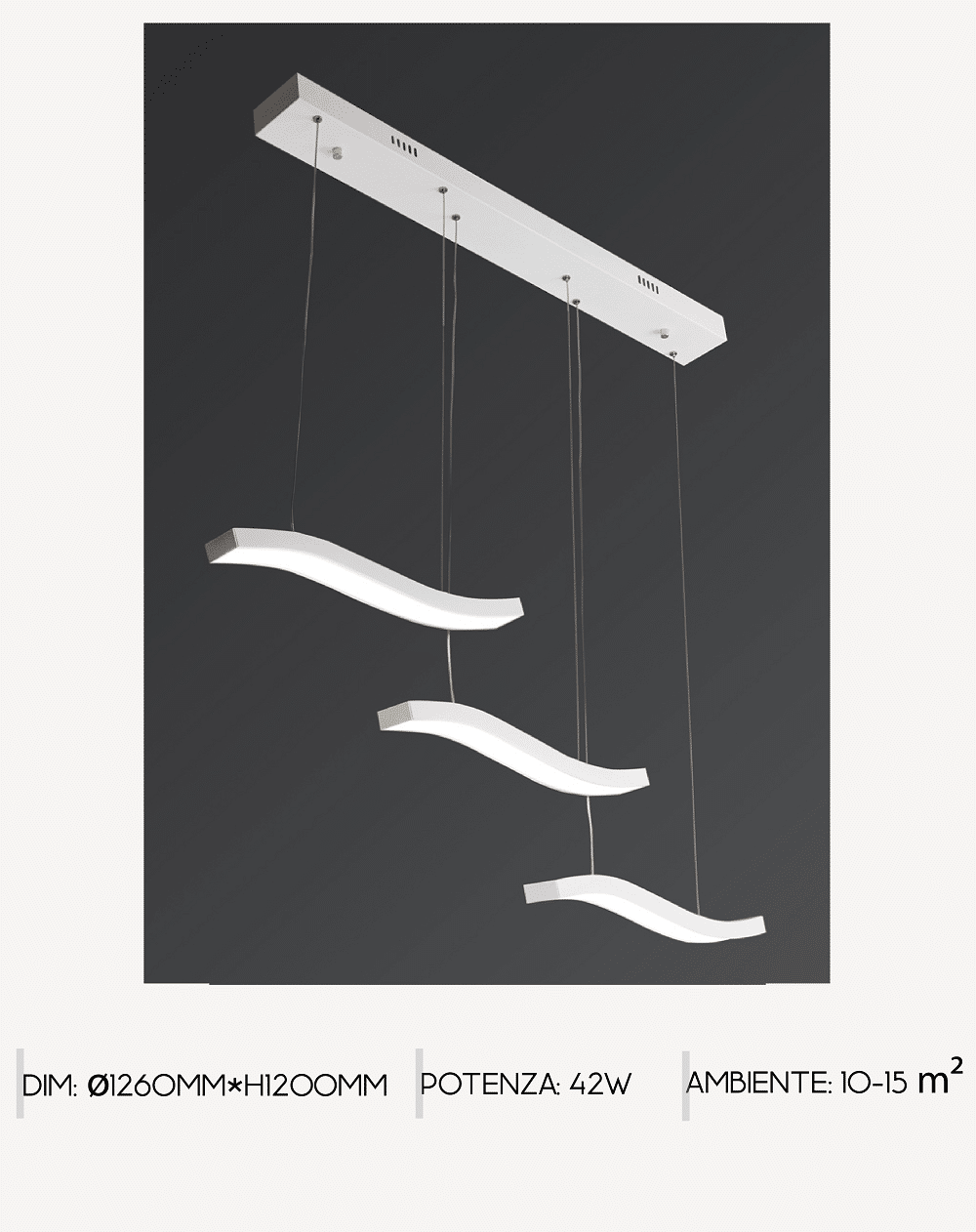 GIULIA ONDA 8007-3 Lampadario LED a Sospensione SMART Immagine secondaria del prodotto