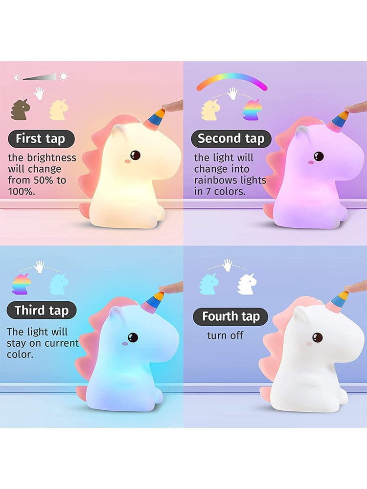 Luce Notturna Baby 16 Colori Tap Control Ricaricabile USB 3in1