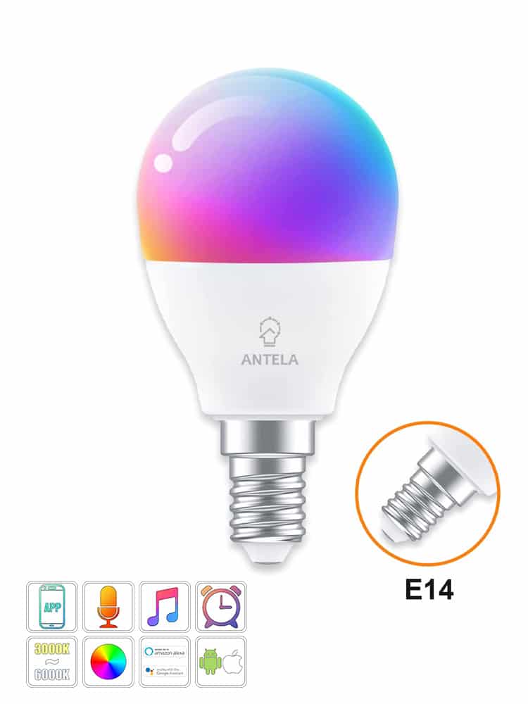 Lampadine LED Smart Inteligente WiFi G45 5.5W RGB & 2700K-6500K E14 Immagine principale del prodotto