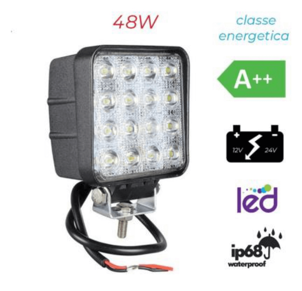 FARO LAVORO QUADRATO 12-24V 48W