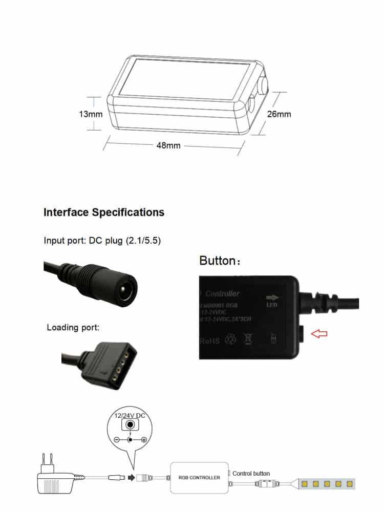 LED Color Temperature Controller Mini001-RGB