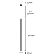 Pendente Led Tubo Evo Nero/Oro Scuro 5w 3000K