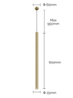 Pendente Led Tubo Evo Nero/Oro Scuro 5w 3000K