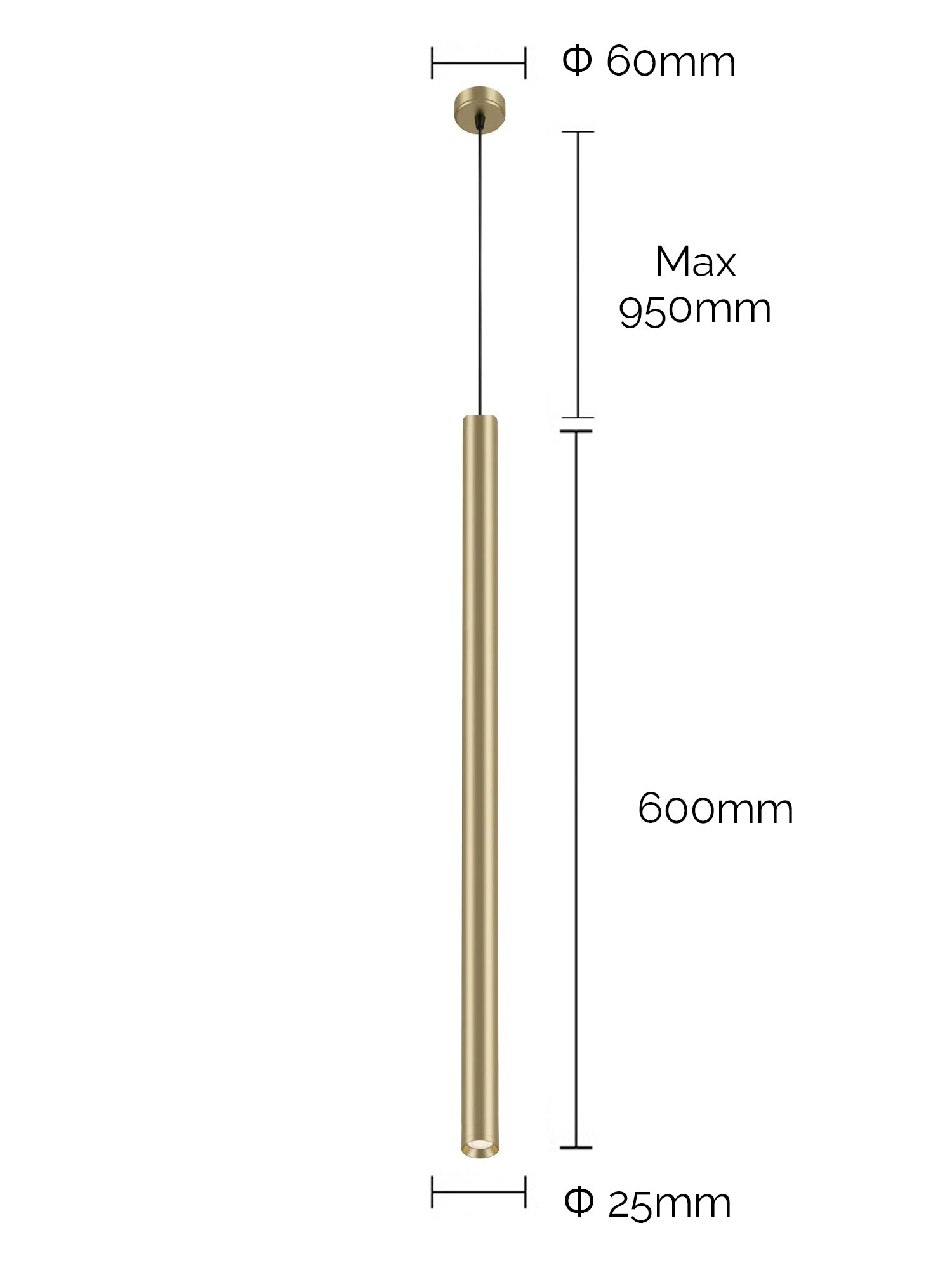 Pendente Led Tubo Evo Nero/Oro Scuro 5w 3000K